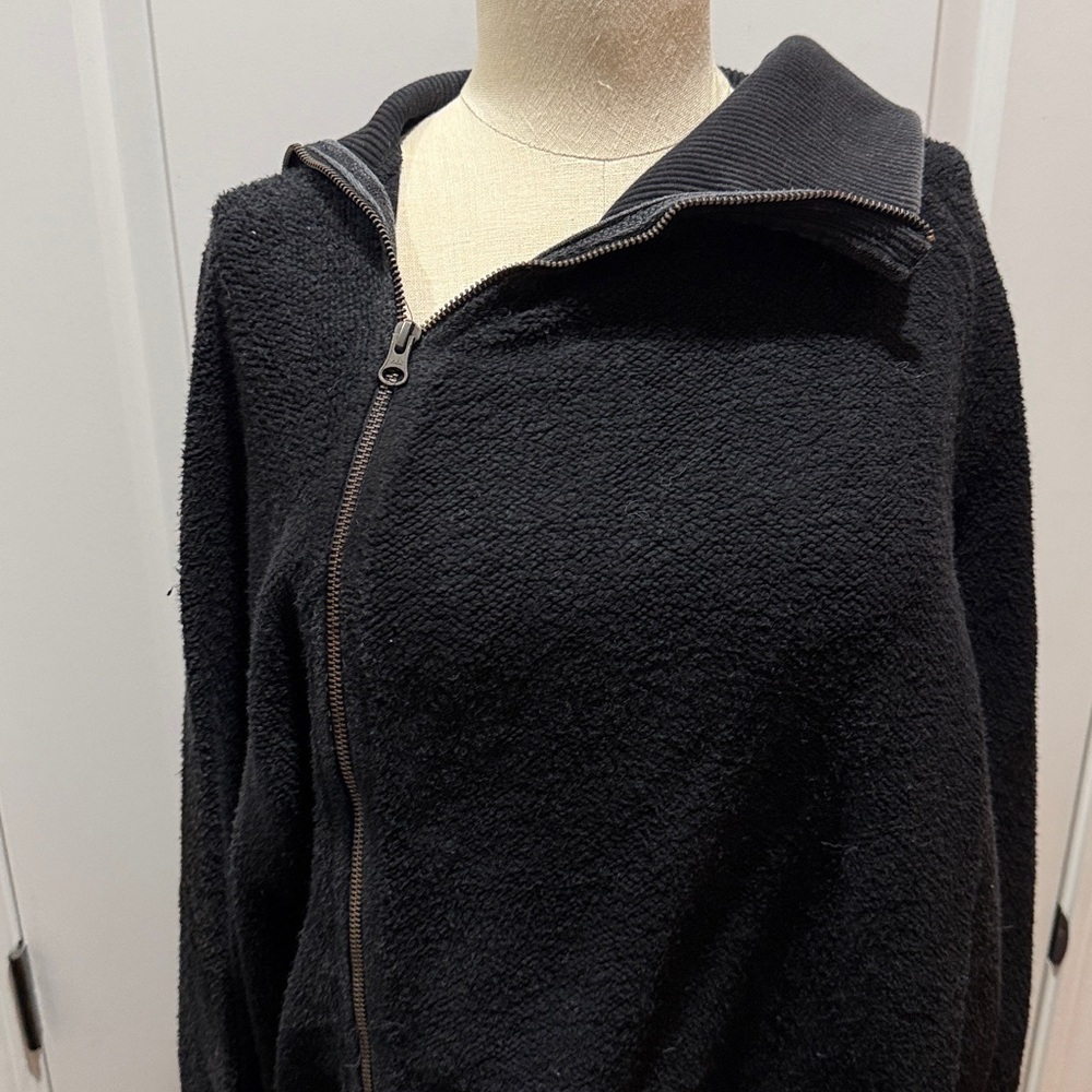 Free People Luna Sweatshirt Asymmetrical Jacket Zip Up Black Small New With Tags